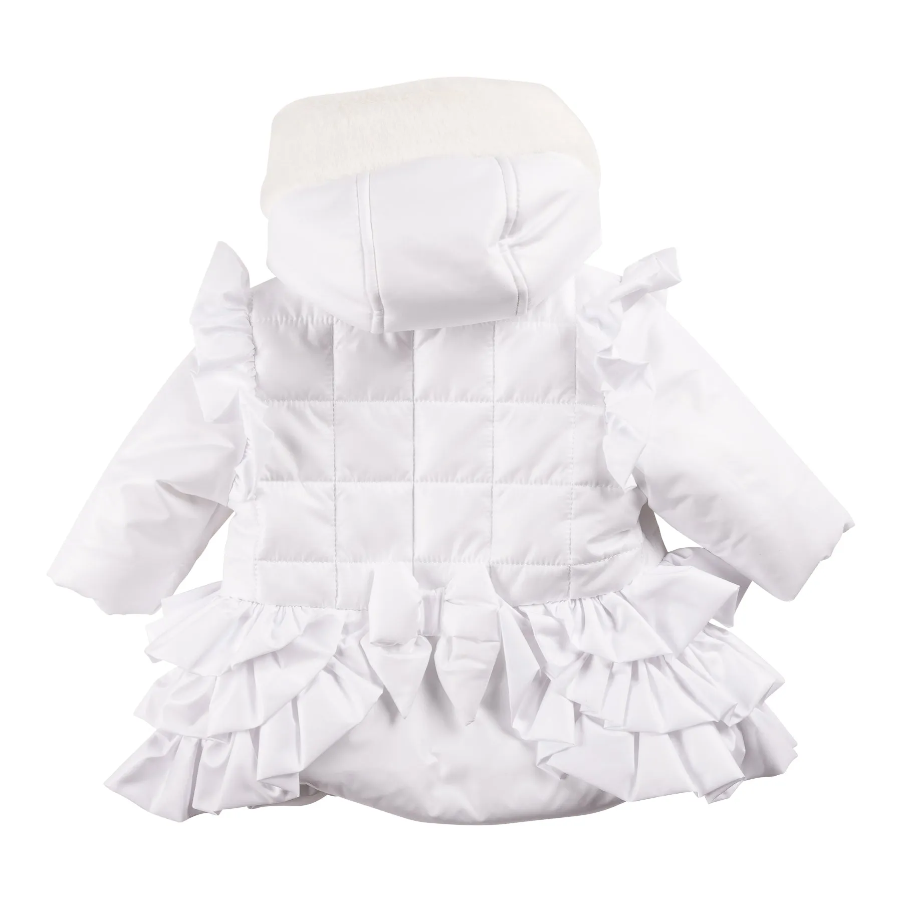 Irredescent White Coat With Fur Hood