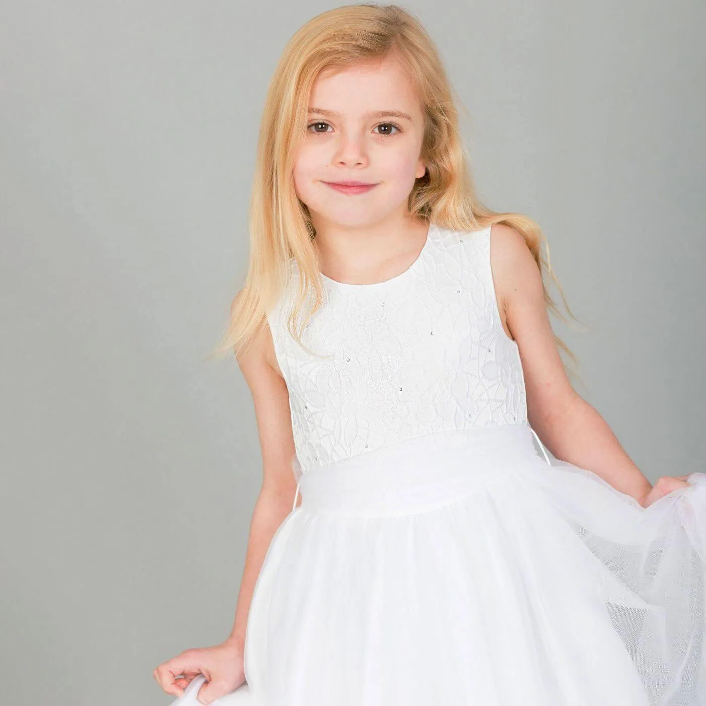 Isabella Flower Dress - White