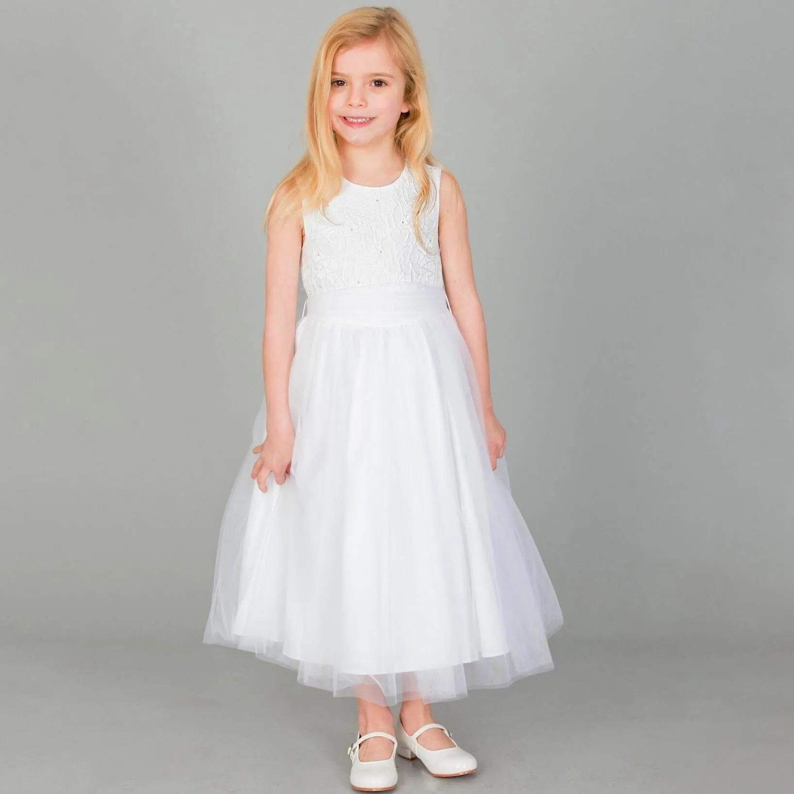 Isabella Flower Dress - White