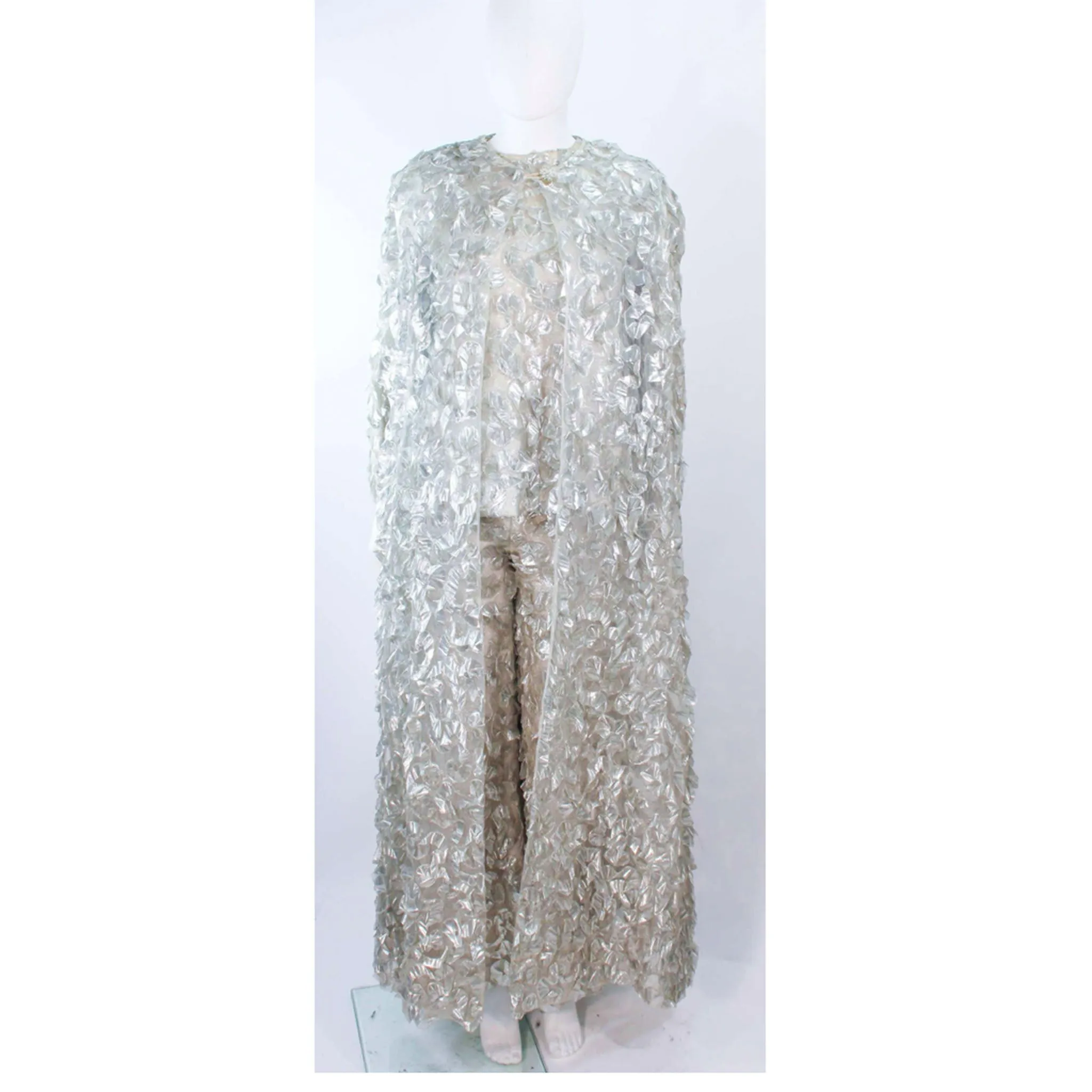 JAMES GALANOS 1960s 3 pc Silver Metallic Ensemble