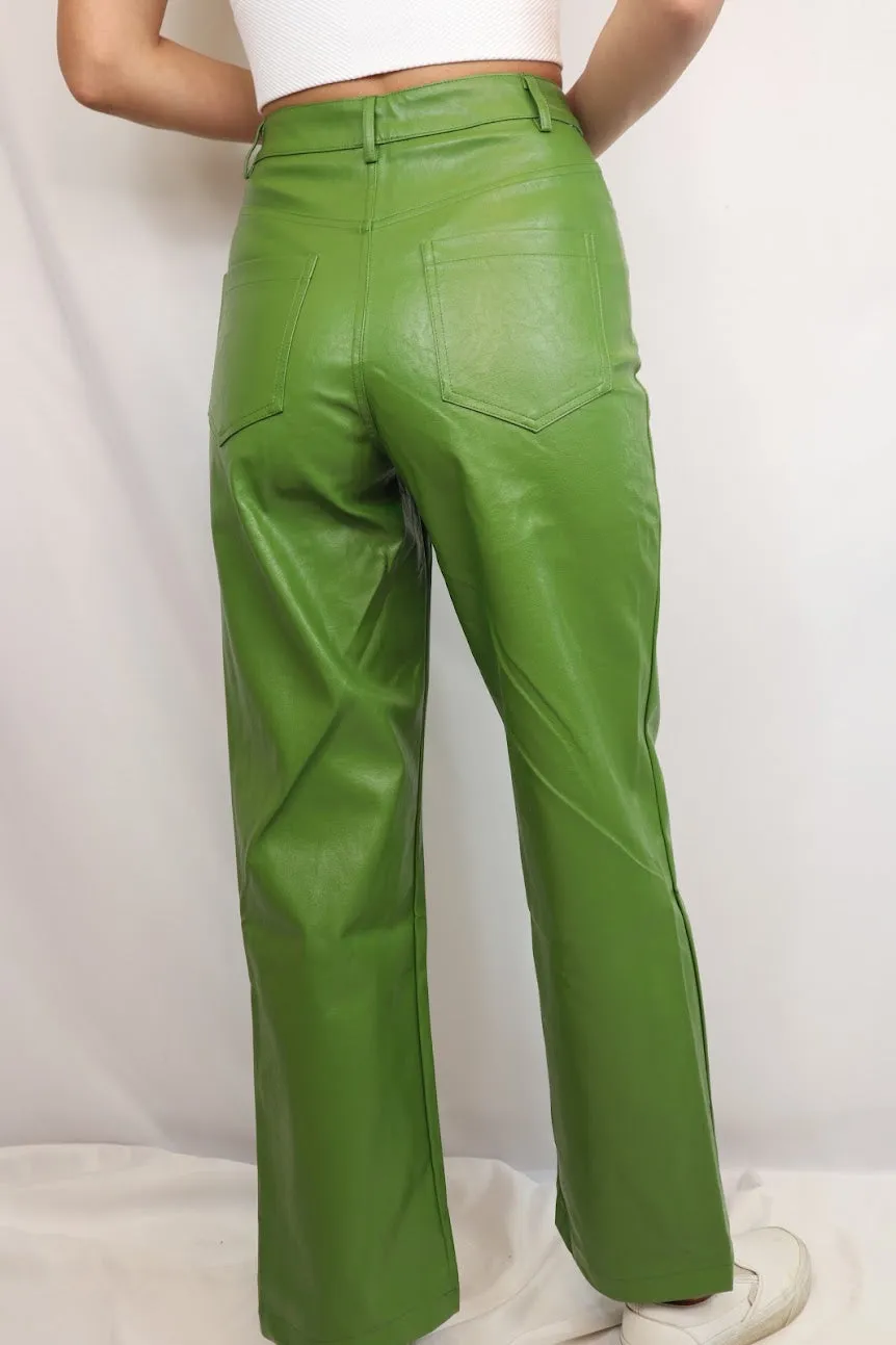 Jojo Vegan Leather Pants Green
