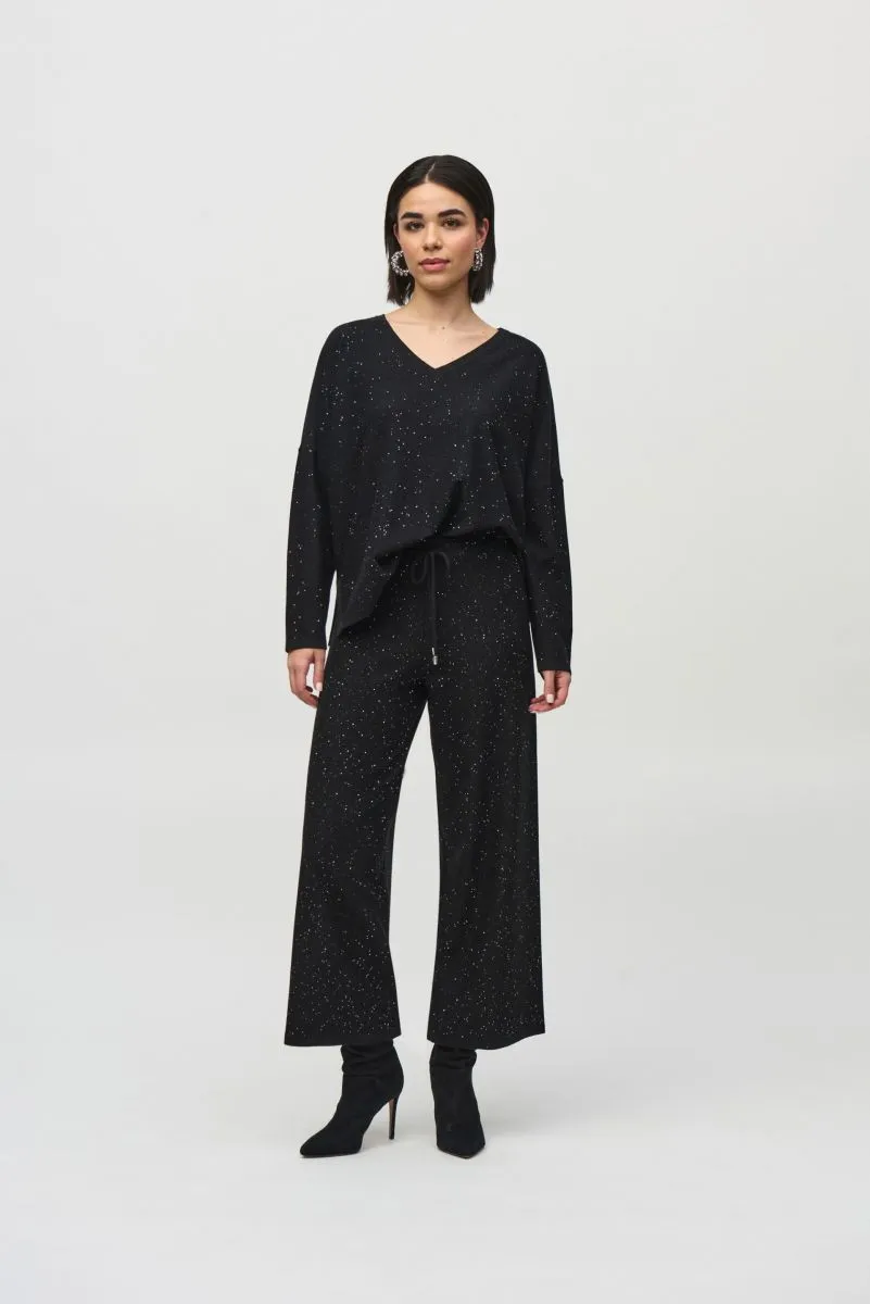Joseph Ribkoff Black Sequined Long Sleeve Boxy Top 244921