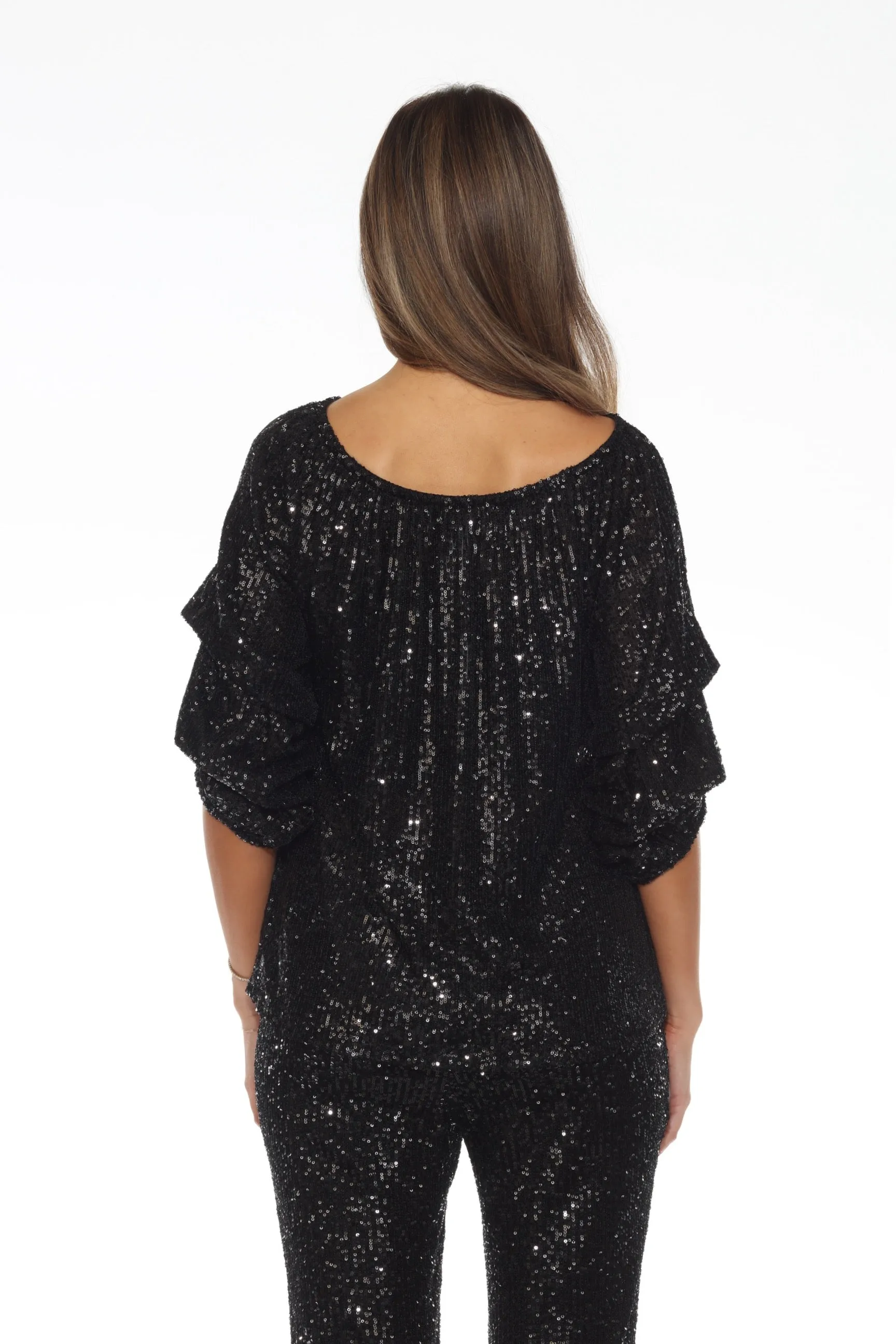 Joseph Ribkoff Black Sequined Off The Shoulder Top 244227
