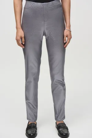 Joseph Ribkoff Gunmetal Metallic Coated Denim Slim Ankle Pants 244952