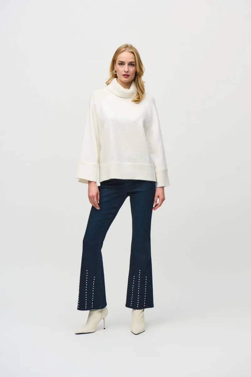 Joseph Ribkoff Sequined Cowl Neck Sweater Top 244935
