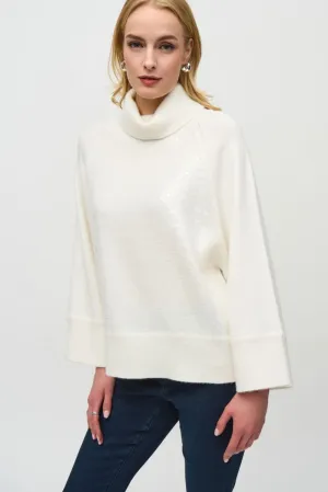 Joseph Ribkoff Sequined Cowl Neck Sweater Top 244935