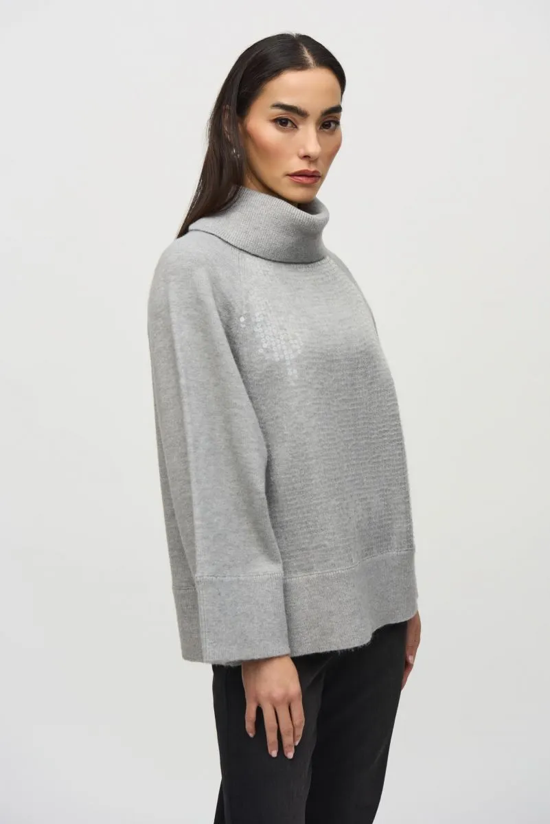 Joseph Ribkoff Sequined Cowl Neck Sweater Top 244935