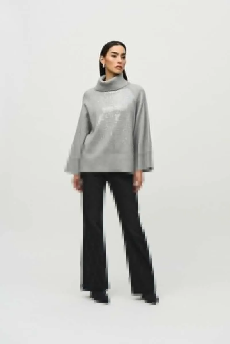Joseph Ribkoff Sequined Cowl Neck Sweater Top 244935