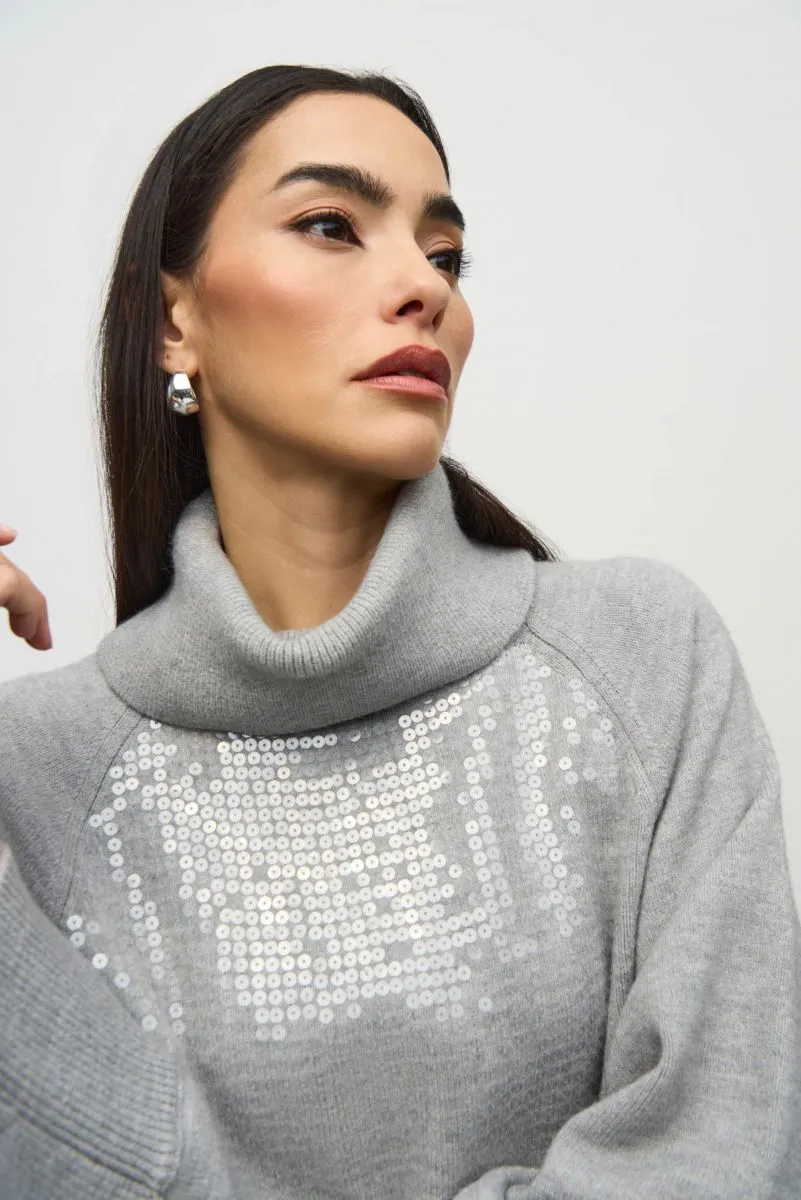 Joseph Ribkoff Sequined Cowl Neck Sweater Top 244935