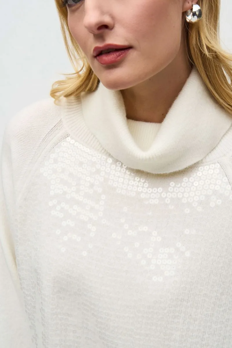 Joseph Ribkoff Sequined Cowl Neck Sweater Top 244935