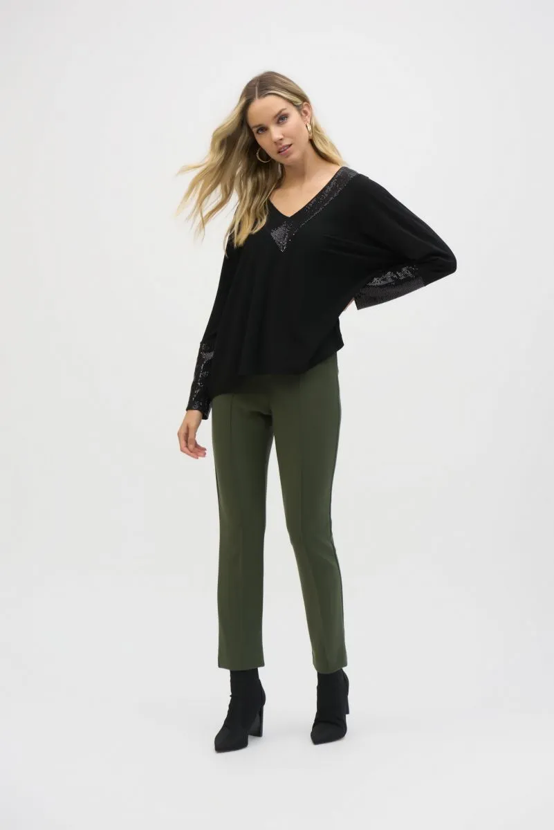 Joseph Ribkoff Sequined V-Neck Boxy Top 244200