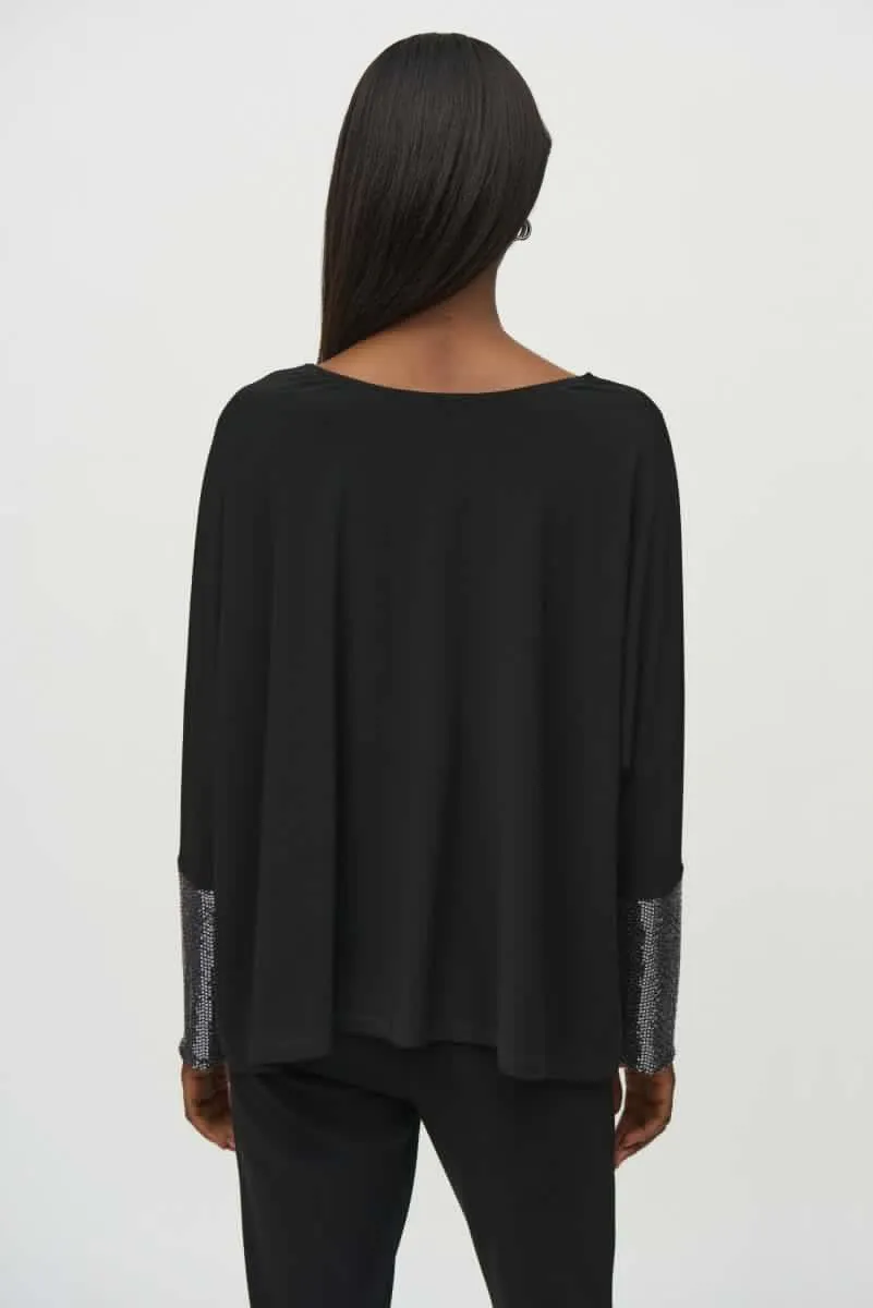 Joseph Ribkoff Sequined V-Neck Boxy Top 244200