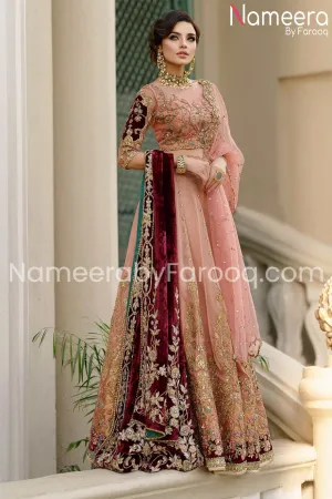 Latest Designer Peach Lehenga Combination Attire #BN185