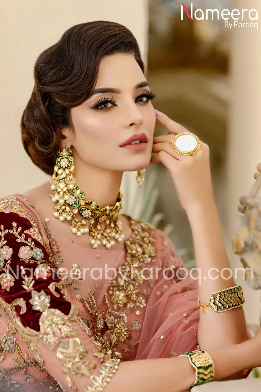 Latest Designer Peach Lehenga Combination Attire #BN185