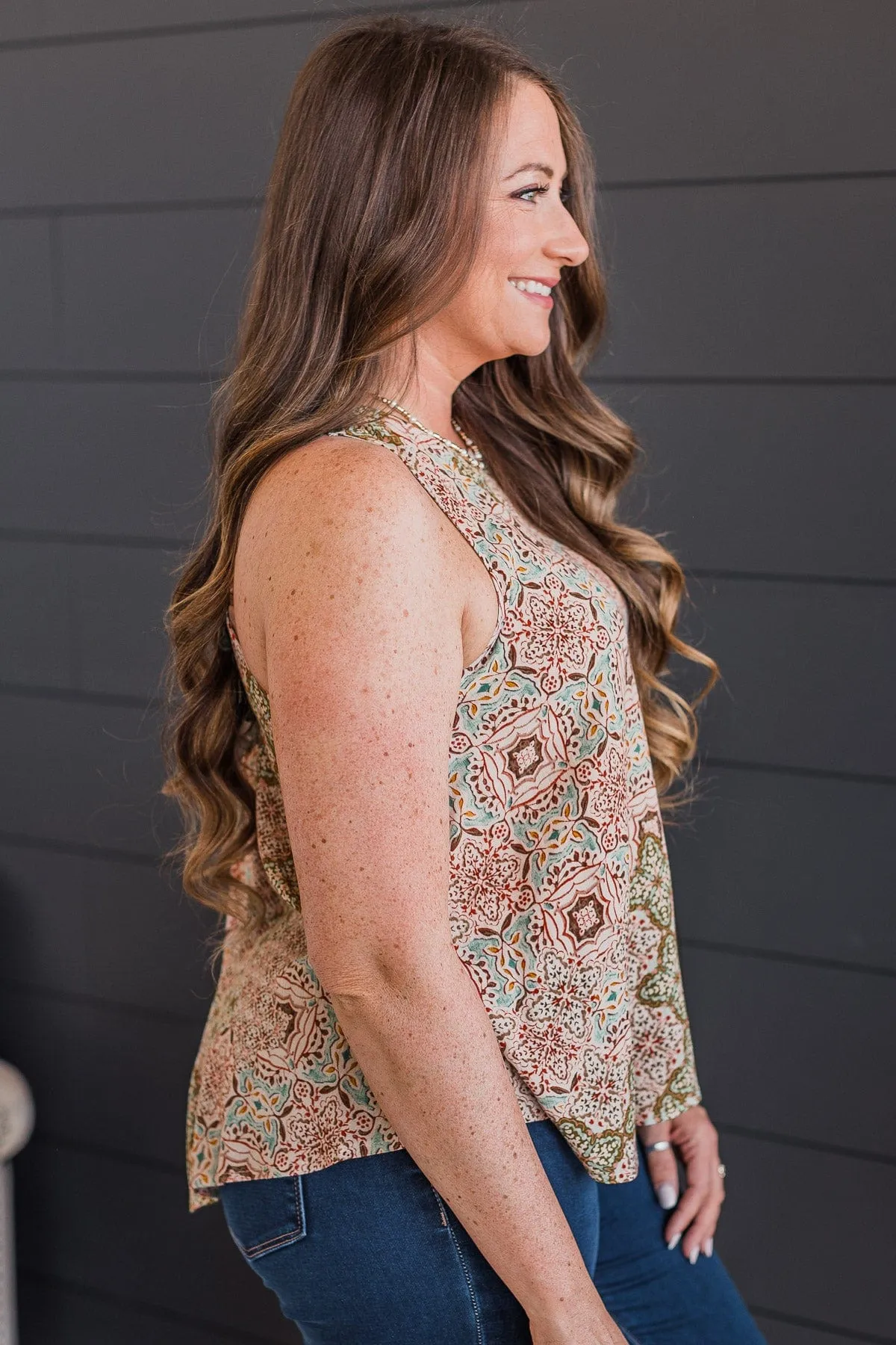 Learn To Love Floral Tank Top- Cream & Olive