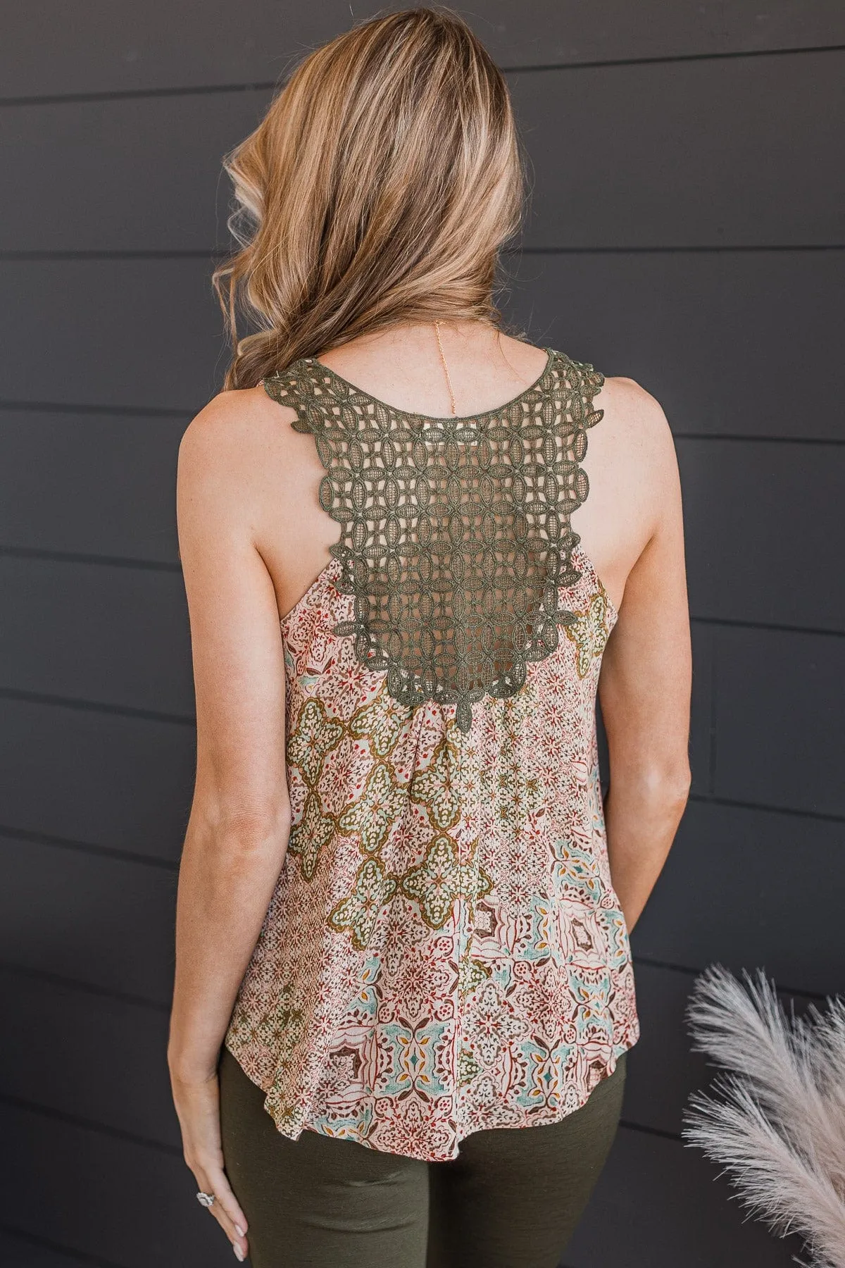 Learn To Love Floral Tank Top- Cream & Olive