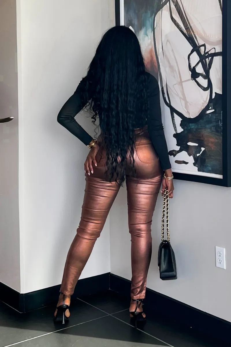 LET ME HOLD YOU CHOCOLATE METALLIC | PANTS