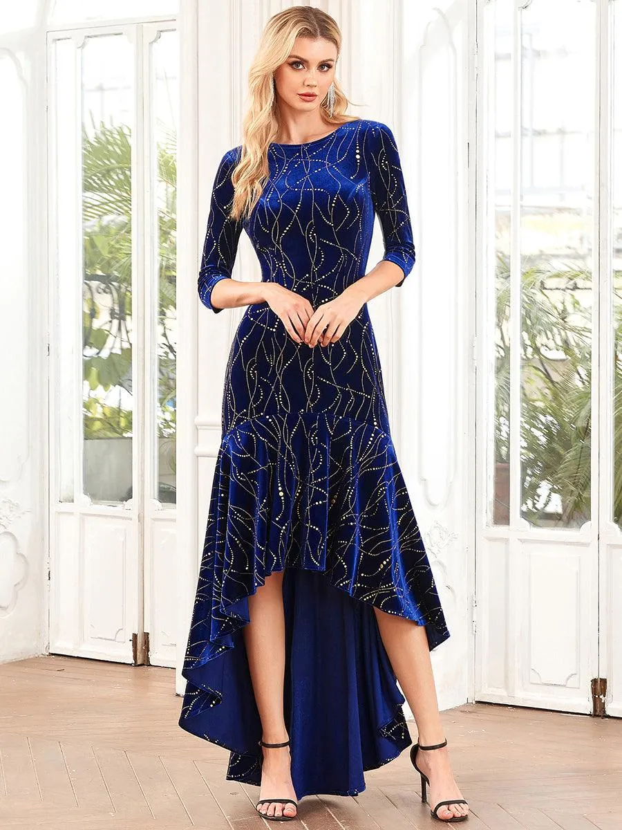 élégante Robe De Soirée En Velours Haute-basse(Vente finale)