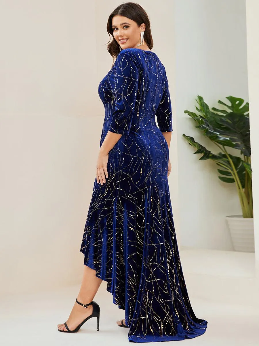 élégante Robe De Soirée En Velours Haute-basse(Vente finale)