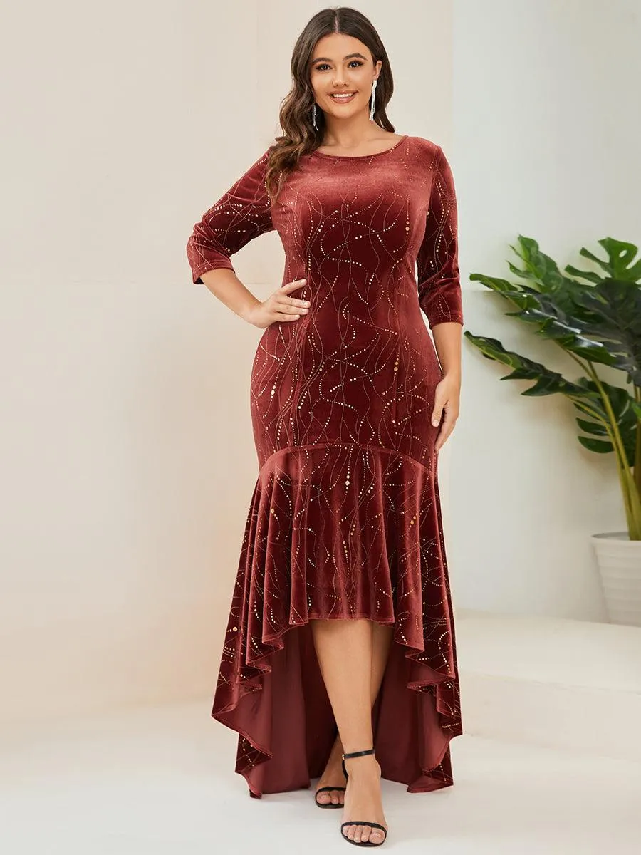 élégante Robe De Soirée En Velours Haute-basse(Vente finale)