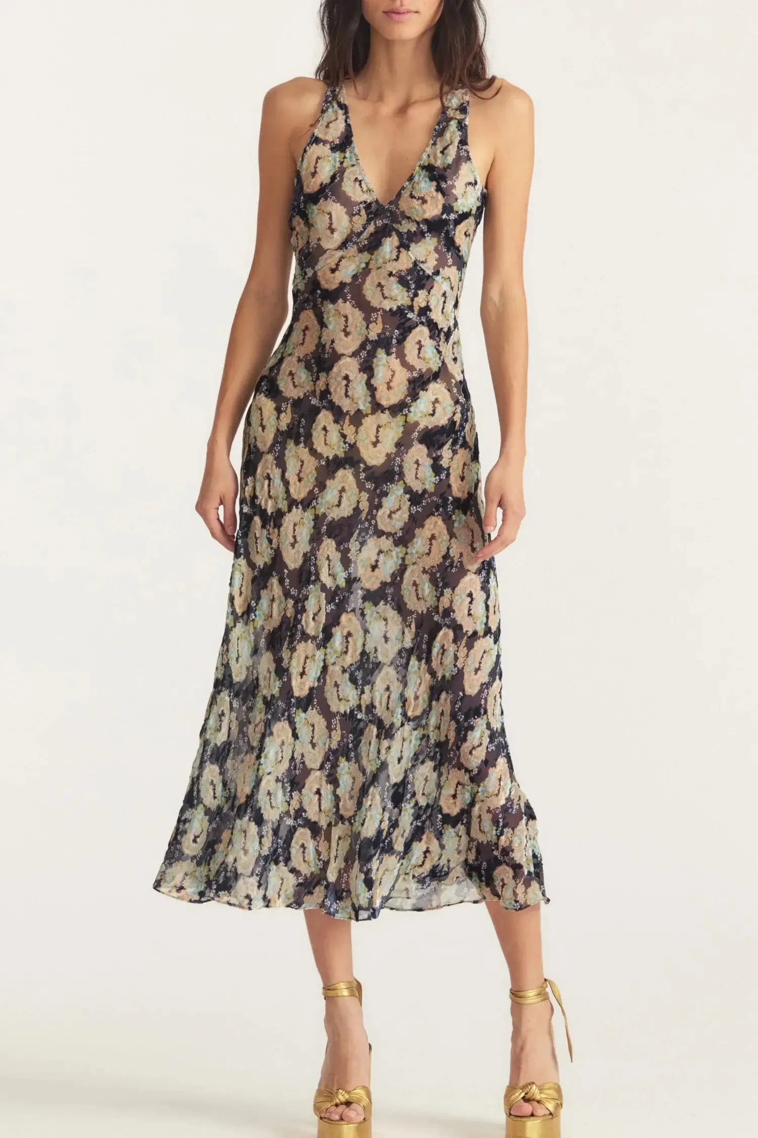 liana Slip dress in deep sea shadows