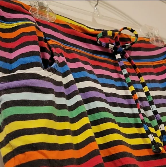 Like New Victoria's Secret Black &amp; Multicolor Heart Striped Pajama Set