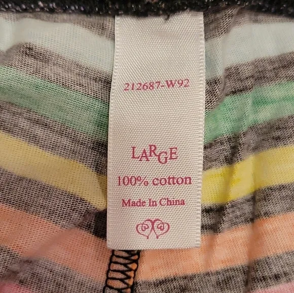 Like New Victoria's Secret Black &amp; Multicolor Heart Striped Pajama Set