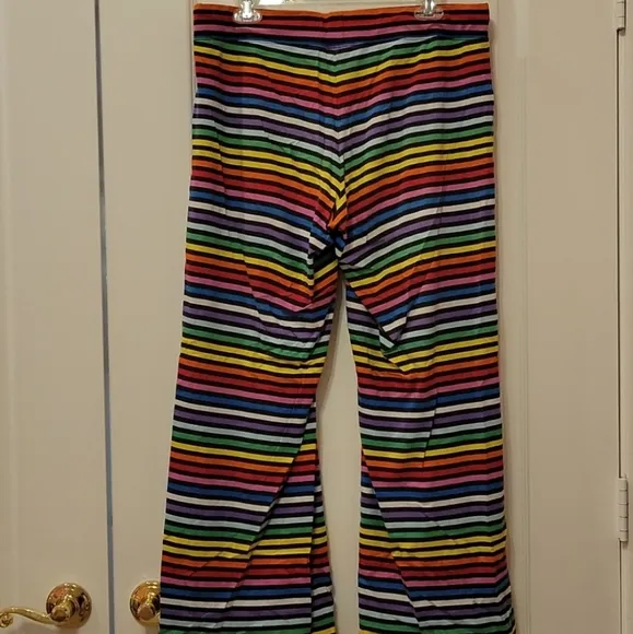 Like New Victoria's Secret Black &amp; Multicolor Heart Striped Pajama Set