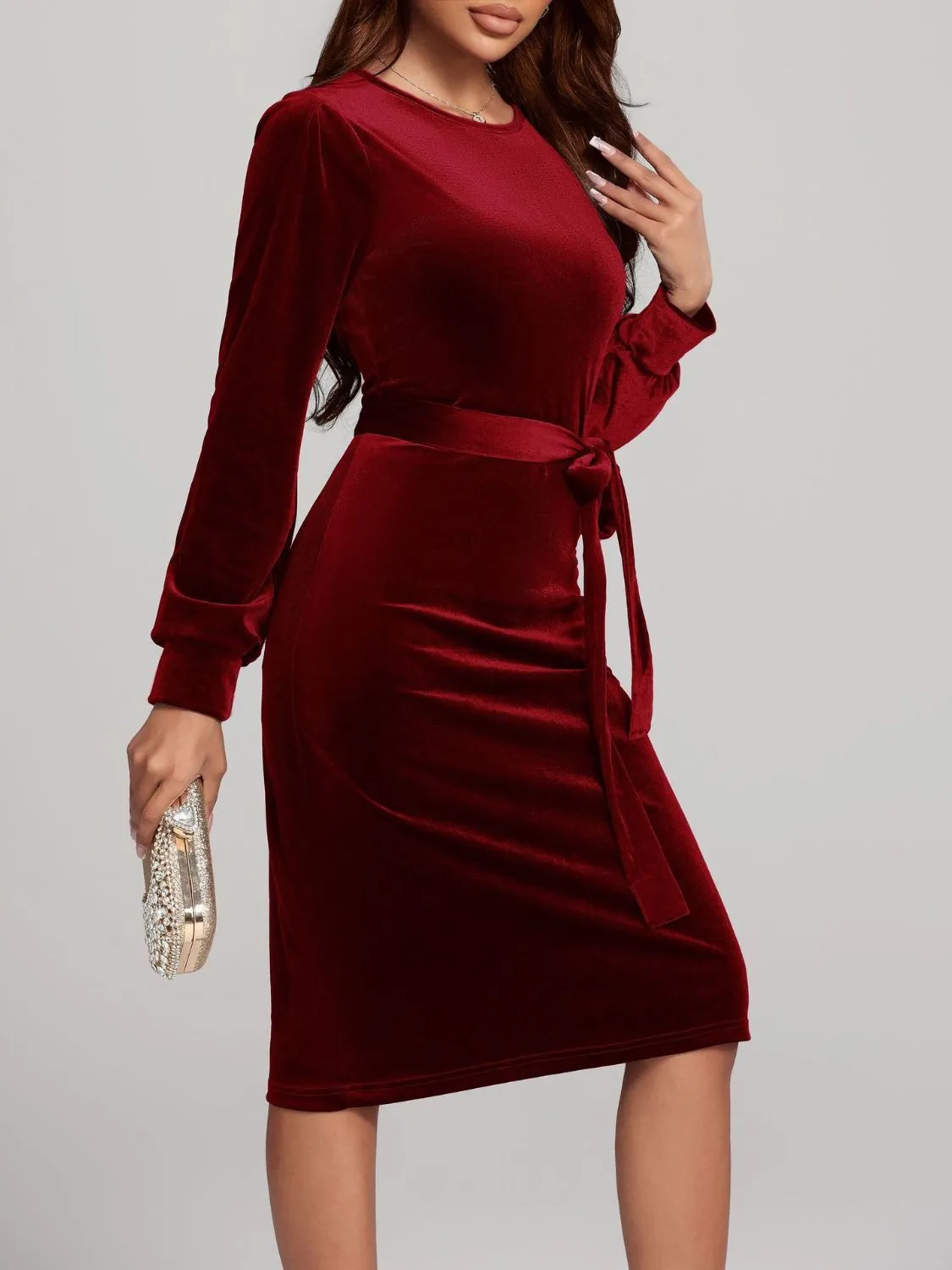 Long Sleeve Velvet Dress