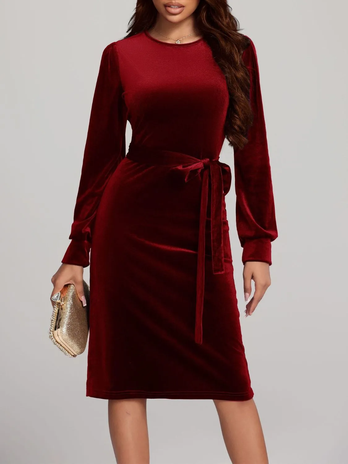 Long Sleeve Velvet Dress