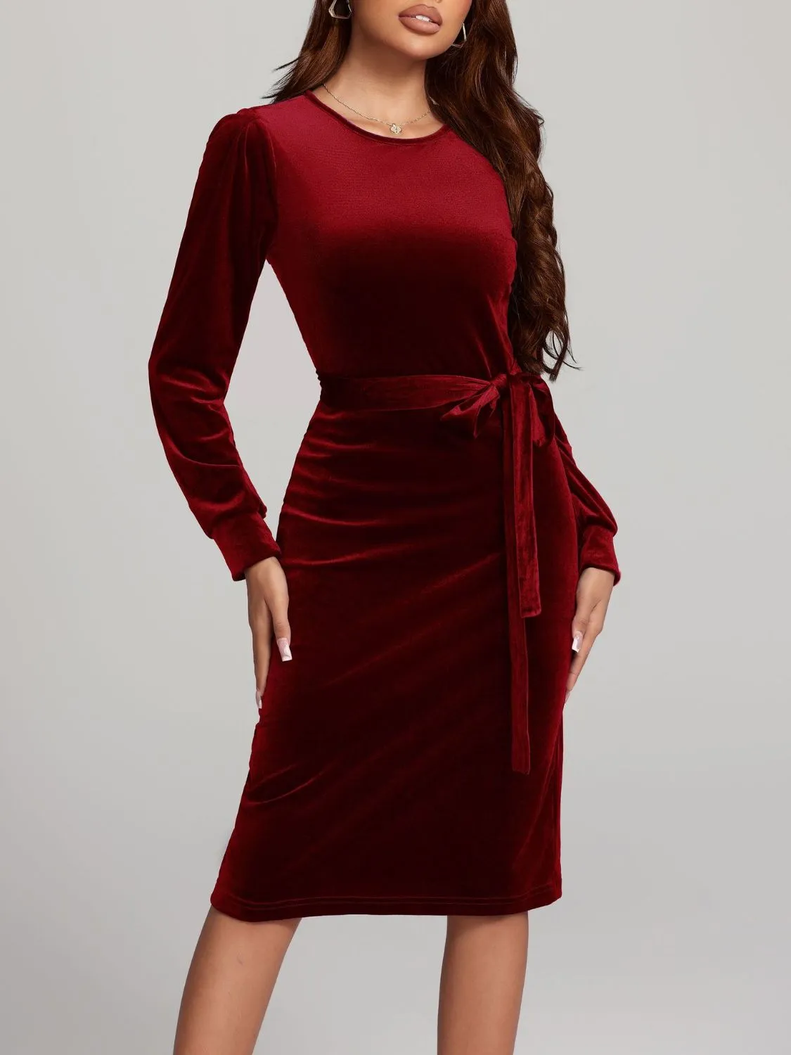 Long Sleeve Velvet Dress