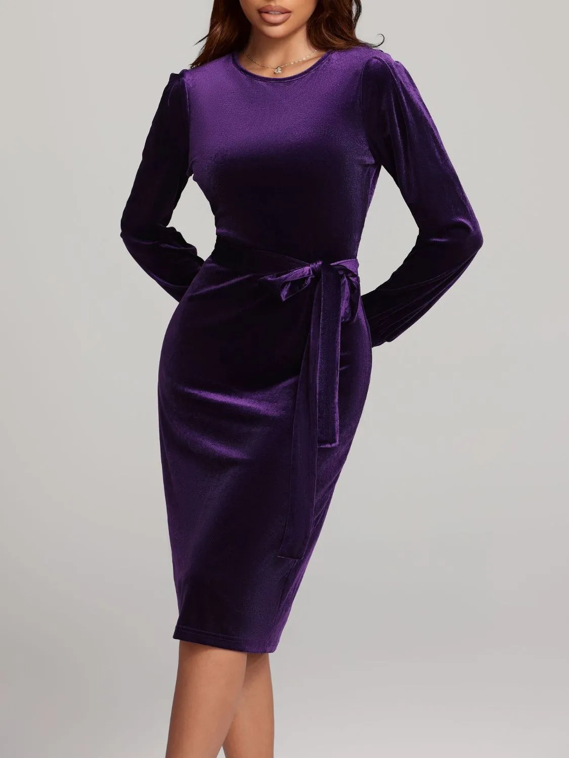 Long Sleeve Velvet Dress