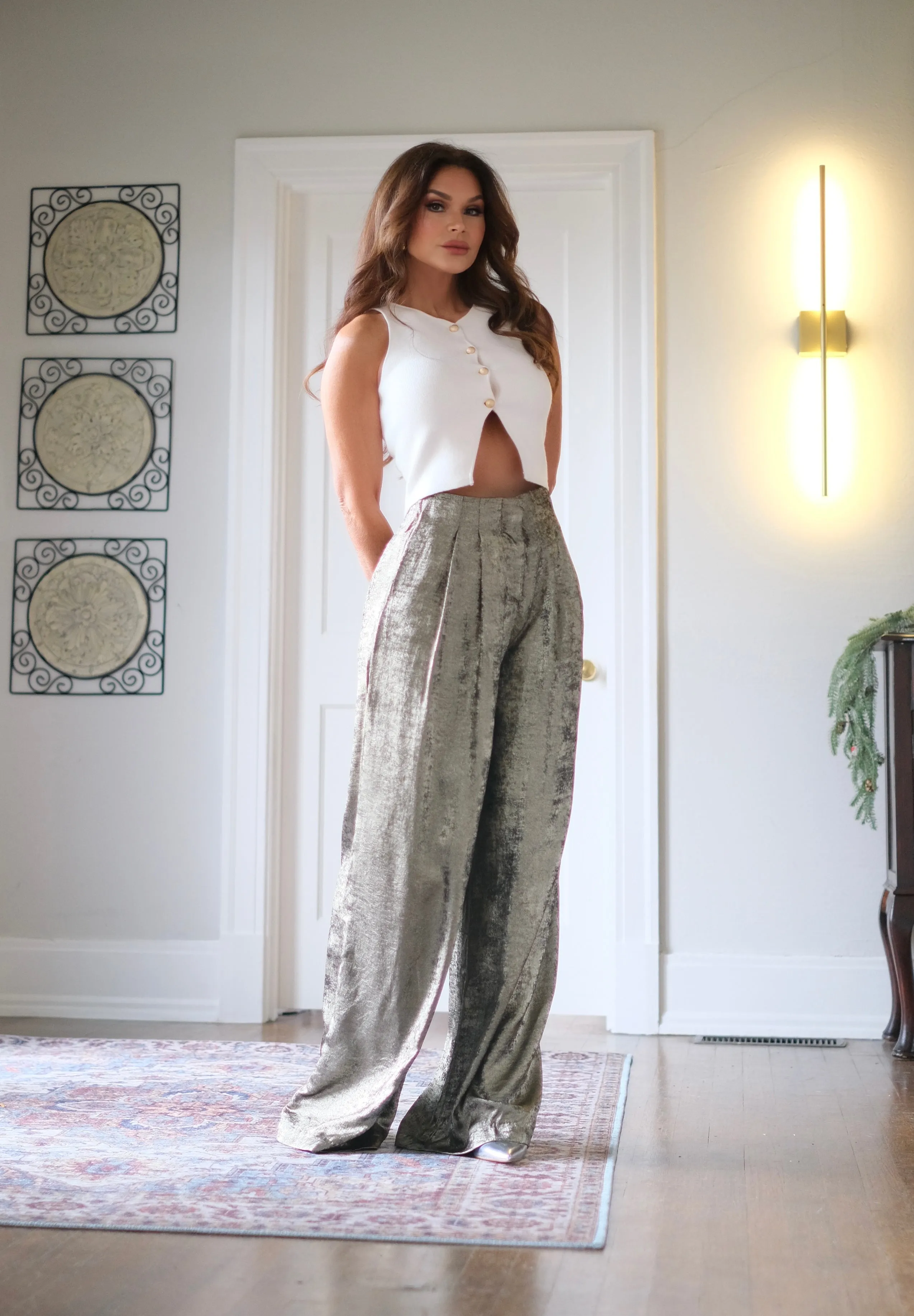 Madeline Gold Metallic Highwaist Trouser