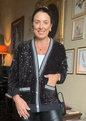 Maggie Black Sequin Cardigan