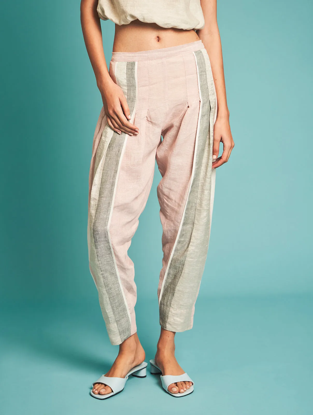 Manan   I   Naoki Stripe Pants - Blush  Border Collection