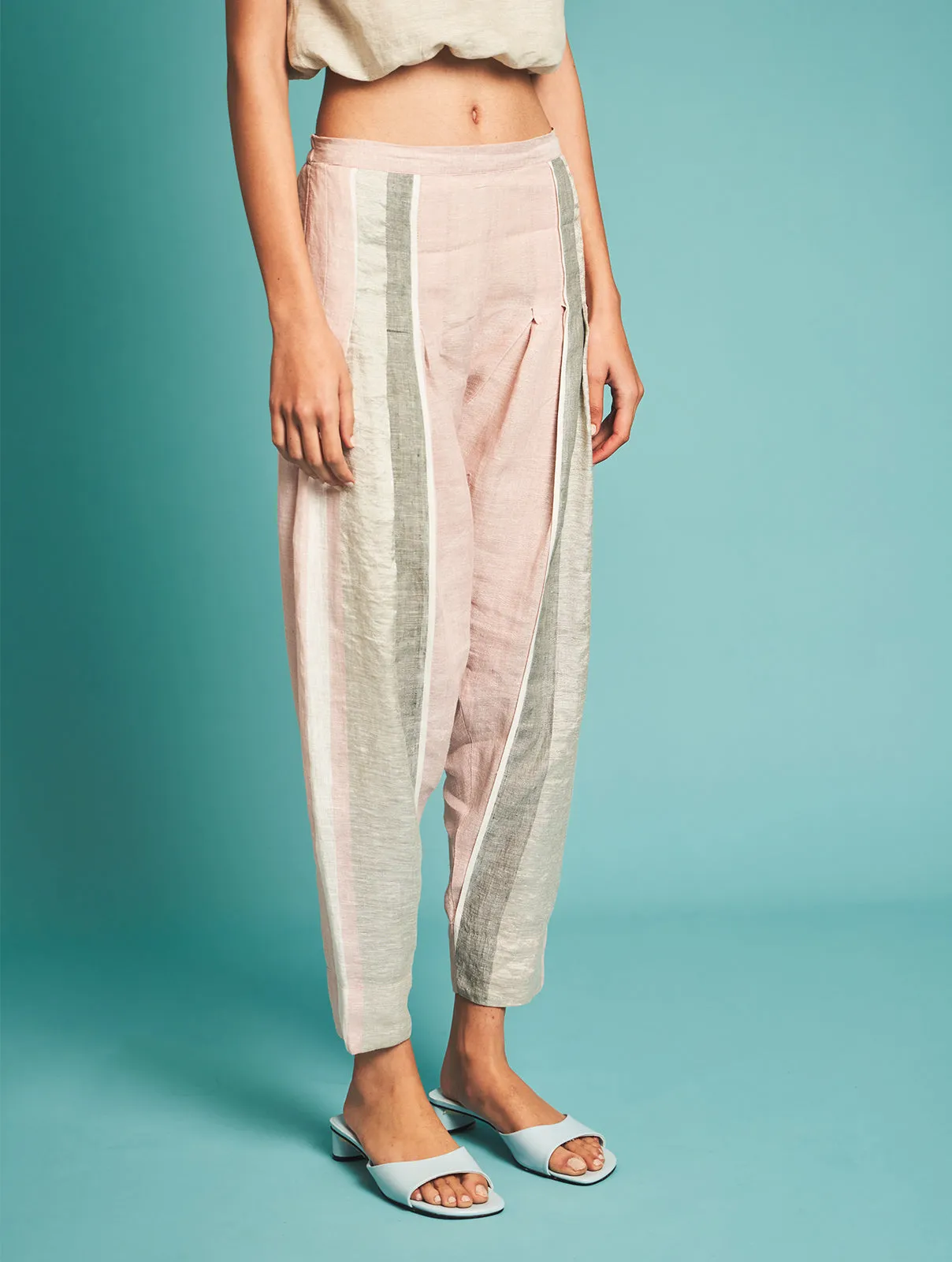 Manan   I   Naoki Stripe Pants - Blush  Border Collection