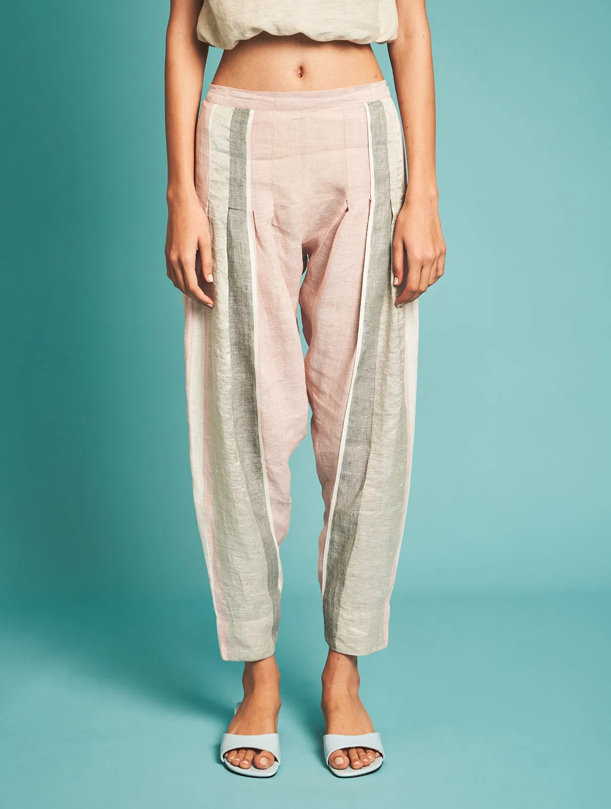 Manan   I   Naoki Stripe Pants - Blush  Border Collection