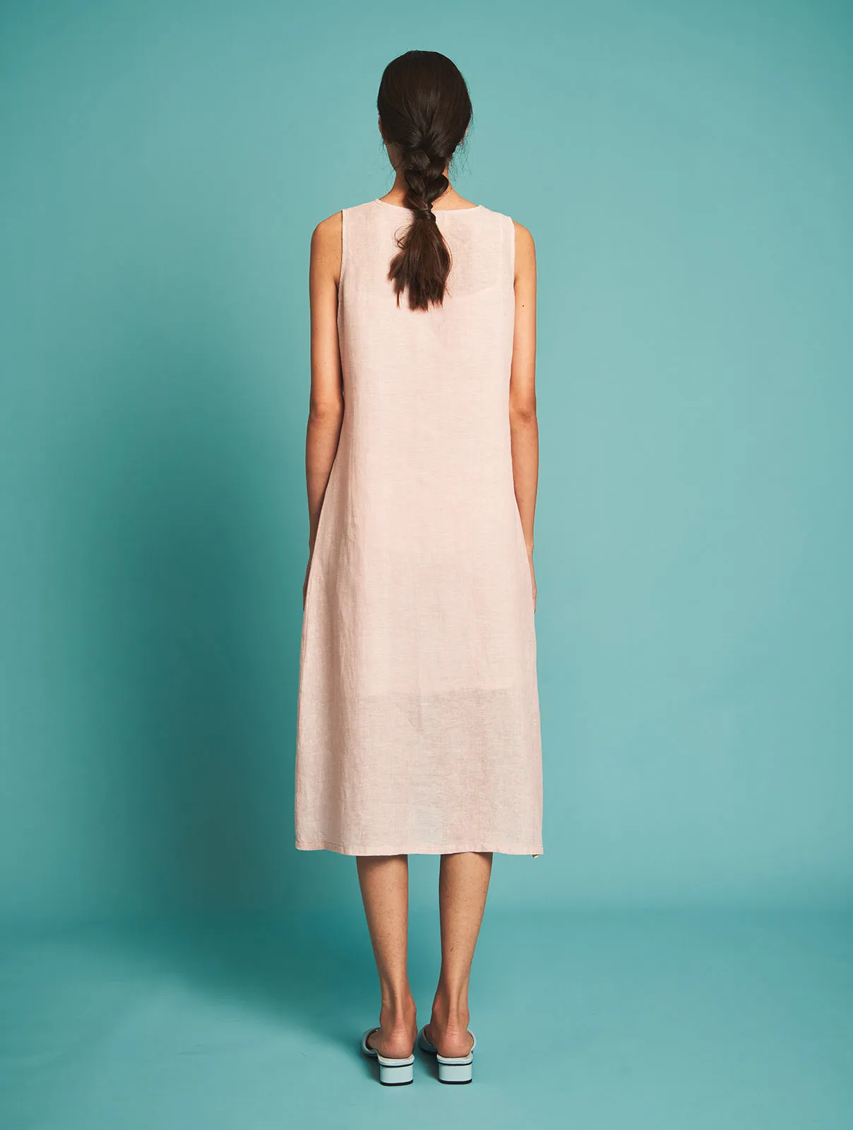 Manan   I   Niko Handloom Linen Kurta - Blush  I  Border Collection
