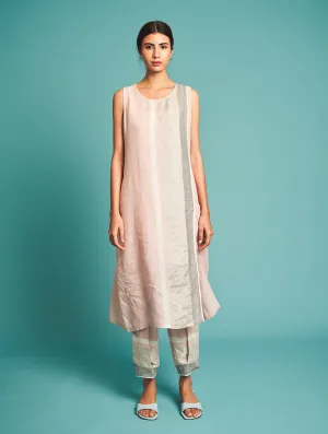Manan   I   Niko Handloom Linen Kurta - Blush  I  Border Collection