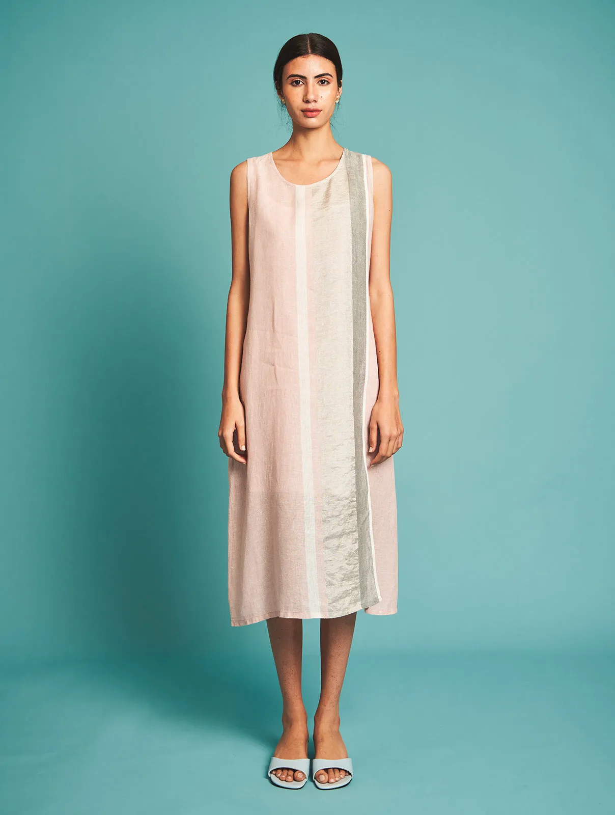 Manan   I   Niko Handloom Linen Kurta - Blush  I  Border Collection