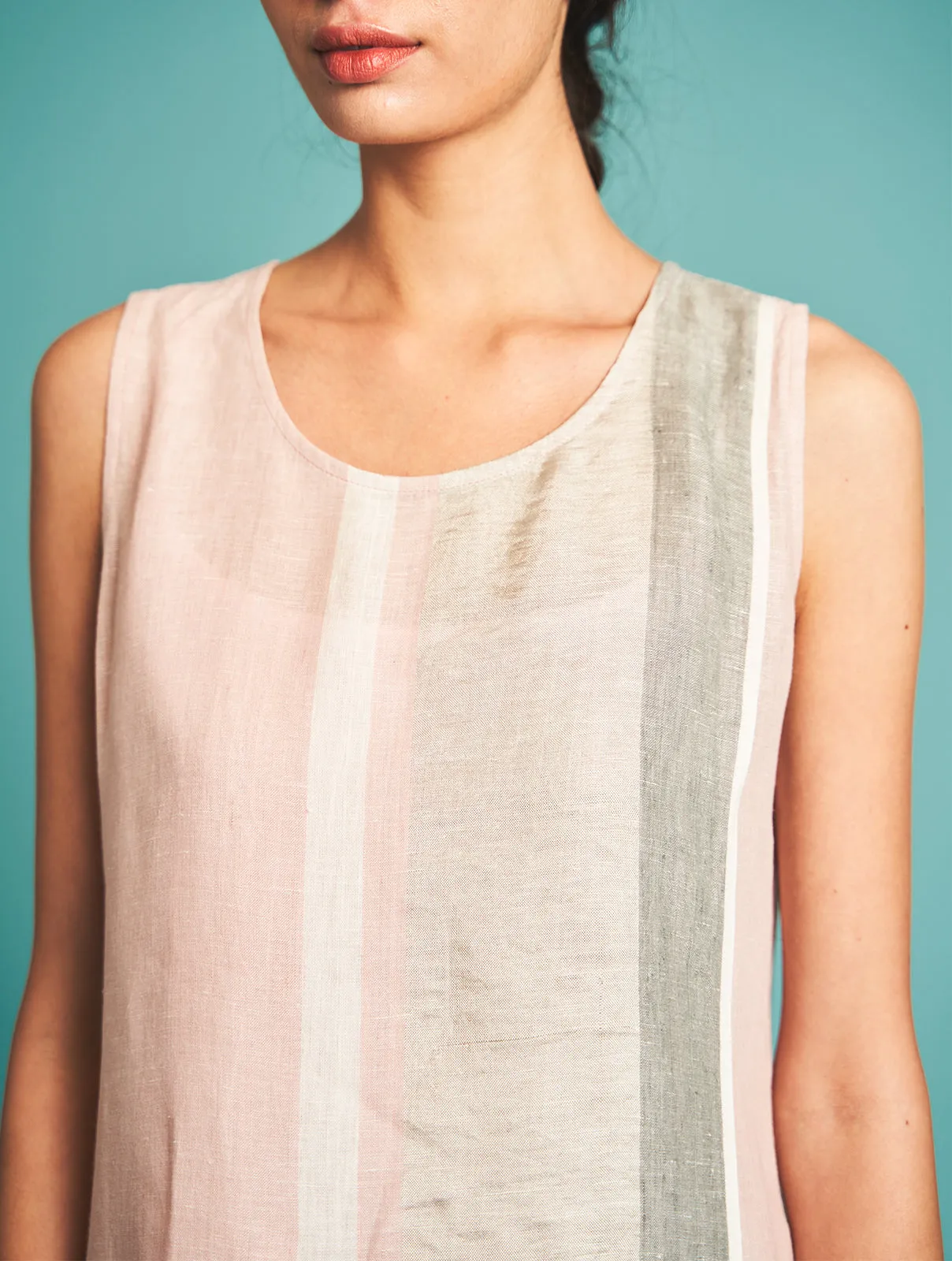 Manan   I   Niko Handloom Linen Kurta - Blush  I  Border Collection