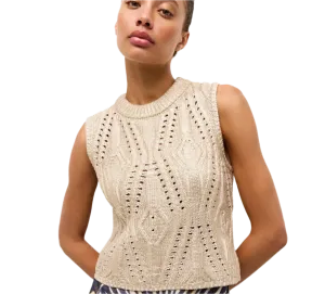 Marie Oliver - McGuire Foiled Cable Knit Sleeveless Top - Chrome