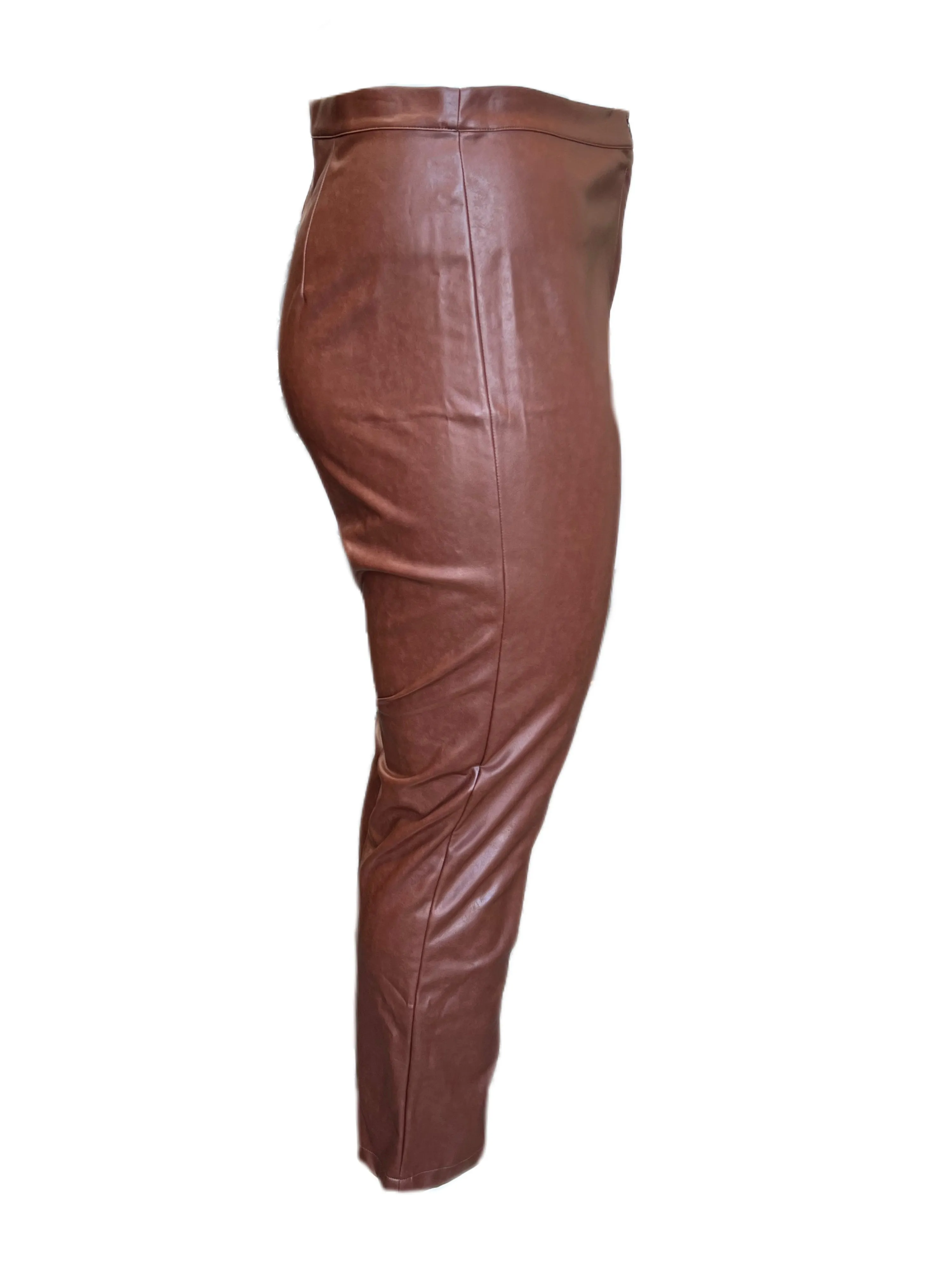 Marina Rinaldi Women's Brown Reims Faux Leather Pants NWT