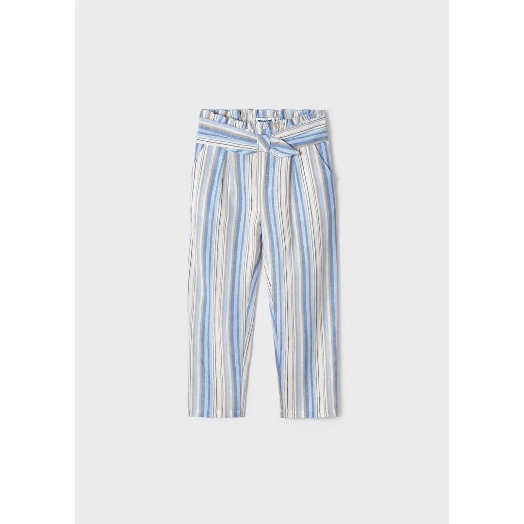 Mayoral Porcelain Stripe Printed Linen Pants