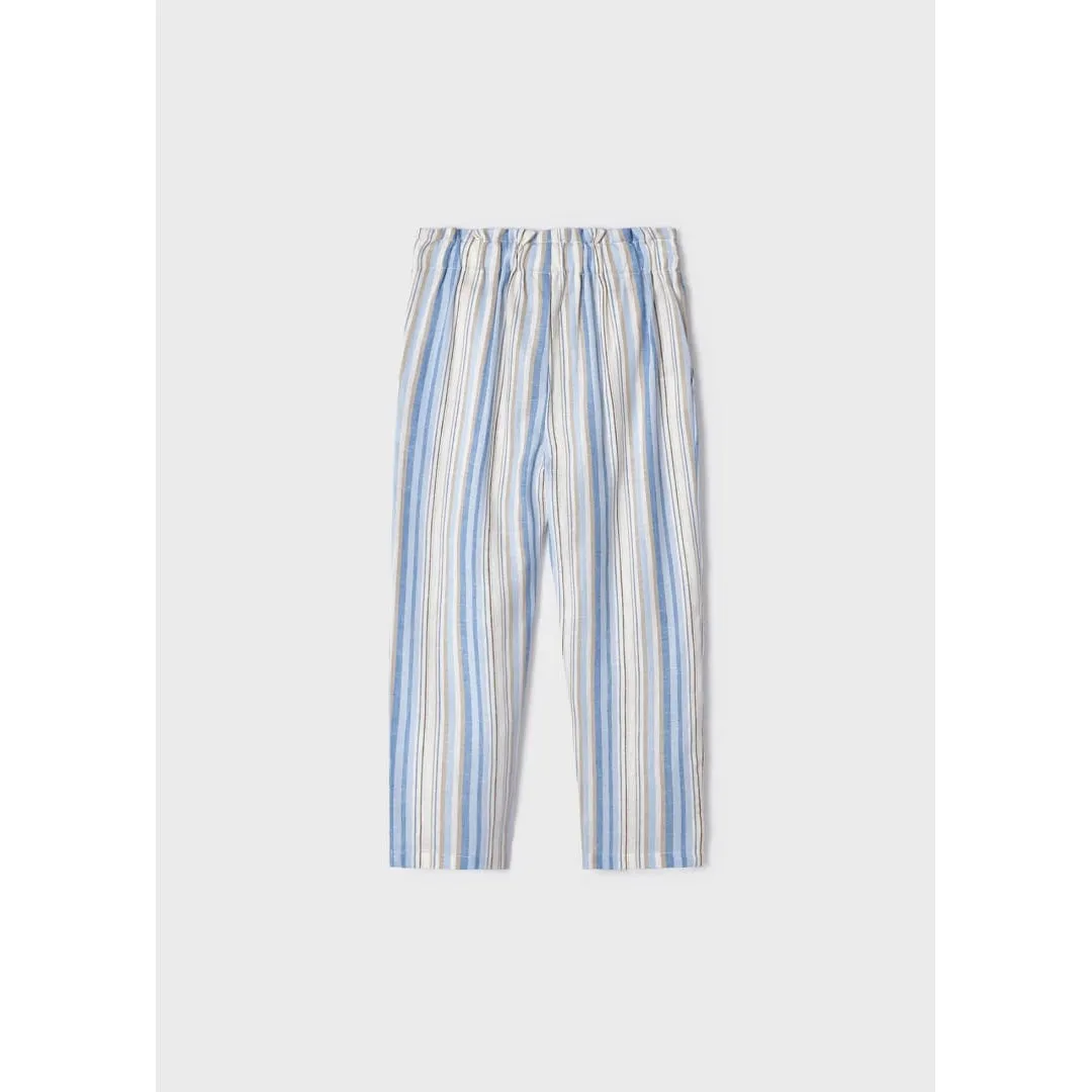 Mayoral Porcelain Stripe Printed Linen Pants