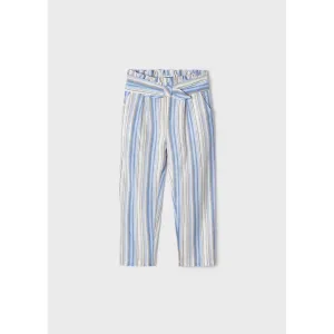 Mayoral Porcelain Stripe Printed Linen Pants