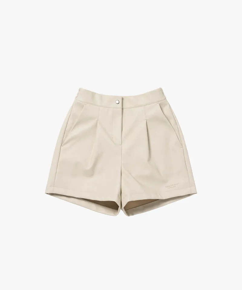 MCC Women's Leather Short Pants FF - Light Beige