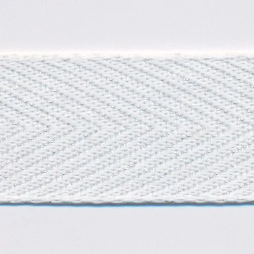 Metallic Herringbone Ribbon #01 White