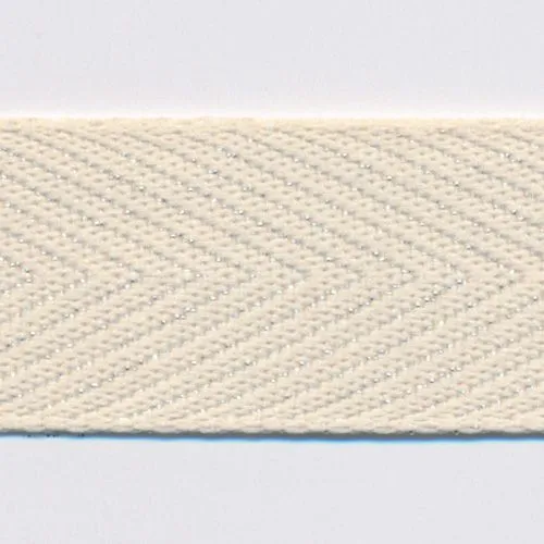 Metallic Herringbone Ribbon #158 Milk