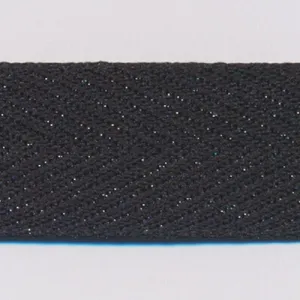 Metallic Herringbone Ribbon #50 Black